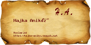 Hajka Anikó névjegykártya